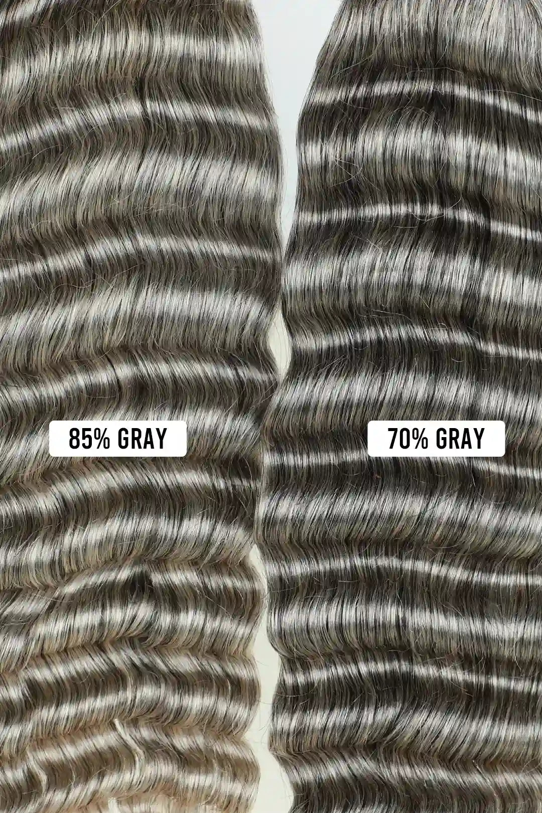Salt and Pepper Bulk Hair Deep Wave for Braiding 70% Gray BU32