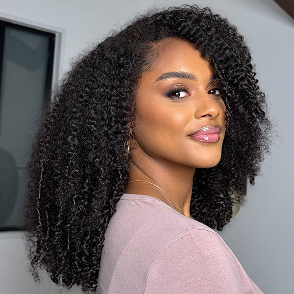 3 In 1 Half Wig | Kinky Curly Glueless Wear Go Half Wig Invisible Hairline Protective Style