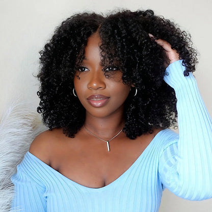 OQ HAIR Afro Curly Wear Go Glueless Wig Pre-cut 7x5 HD Lace With Bleached Knots