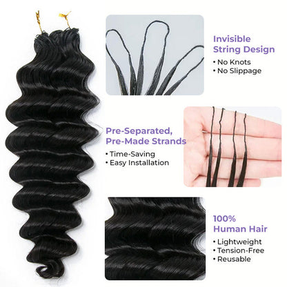 OQ HAIR Pre-Separated Loose Deep Crochet Human Hair Salon-Quality Boho Hair Braids