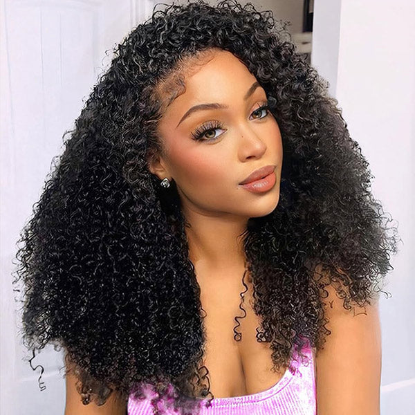 3 In 1 Half Wig | Kinky Curly Glueless Wear Go Half Wig Invisible Hairline Protective Style