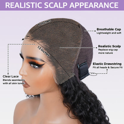 OQ HAIR Milk Chocolate Brown Glueless Burmese Curly Pre-Cut 13x6 Lace Wear Go Wig Adjustable Drawstring For Perfect Fit