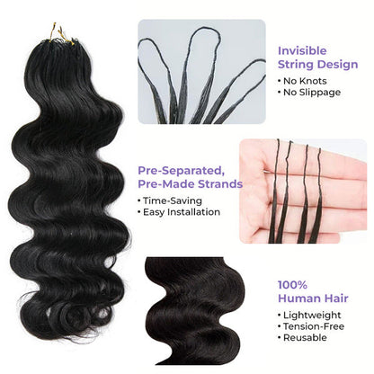OQ HAIR Natural Flow Body Wave Crochet Human Hair Lightweight & Reusable Beginner Friendly Style
