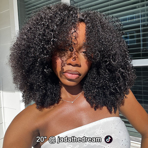 OQ HAIR Afro Curly Wear Go Glueless Wig Pre-cut 7x5 HD Lace With Bleached Knots