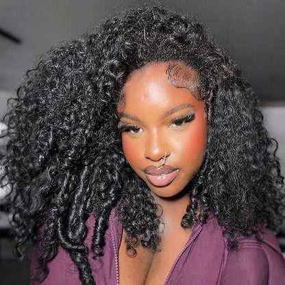 3 In 1 Half Wig | Burmese Curly Glueless Wear Go Half Wig With Elastic Drawstring Seamless Flip Over Wig