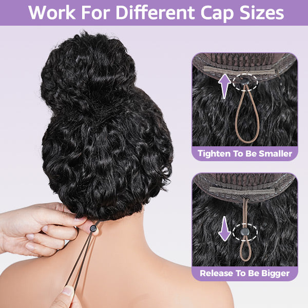 OQ HAIR Burmese Curly Glueless Wig Bleached Knots Pre-cut 7x5 9x6 HD Lace Wear Go Wigs With Elastic Drawstring