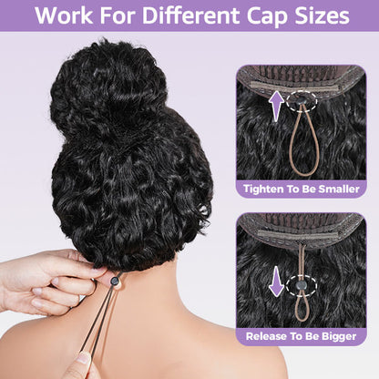 OQ HAIR Burmese Curly Glueless Wig Bleached Knots Pre-cut 7x5 9x6 HD Lace Wear Go Wigs With Elastic Drawstring