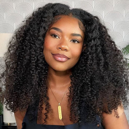 OQ HAIR Afro Curly Wear Go Glueless Wig Pre-cut 7x5 HD Lace With Bleached Knots