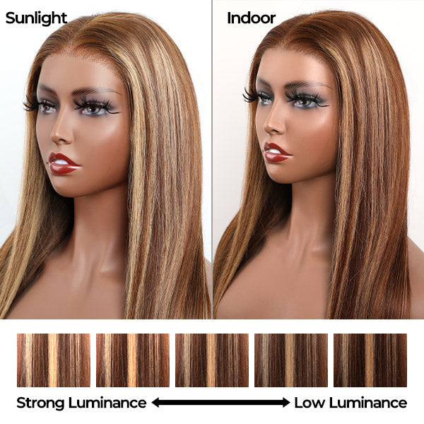 Pre-cut Lace Wig Straight Hair 4/27 Highlight Wear Go Glueless Wig 7x5 Lace Wig Preplucked with Natural Hairline