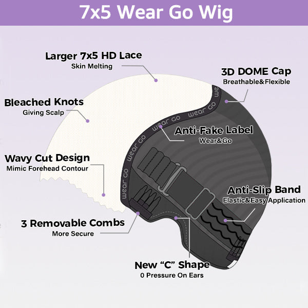 OQ HAIR Afro Curly Wear Go Glueless Wig Pre-cut 7x5 HD Lace With Bleached Knots