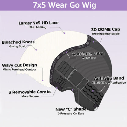 OQ HAIR Afro Curly Wear Go Glueless Wig Pre-cut 7x5 HD Lace With Bleached Knots