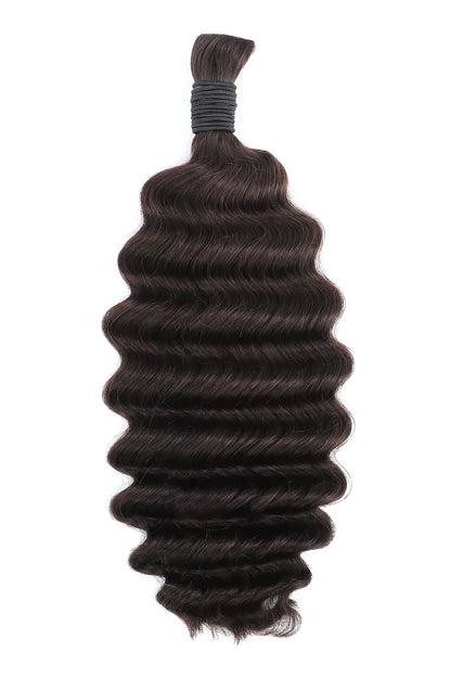 #2 Dark Brown Color Deep Wave Bulk Braiding Hair Extensions BU13