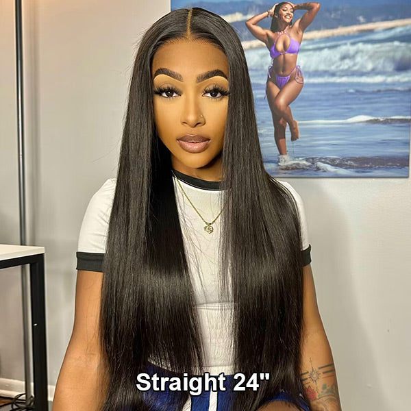 OQHAIR 100% Glueless Wear Go Wig Pre-cut Lace Undetectable 7x5 HD Lace Wigs Preplucked with Natural Hairline Bleached Knots Human Hair Wigs