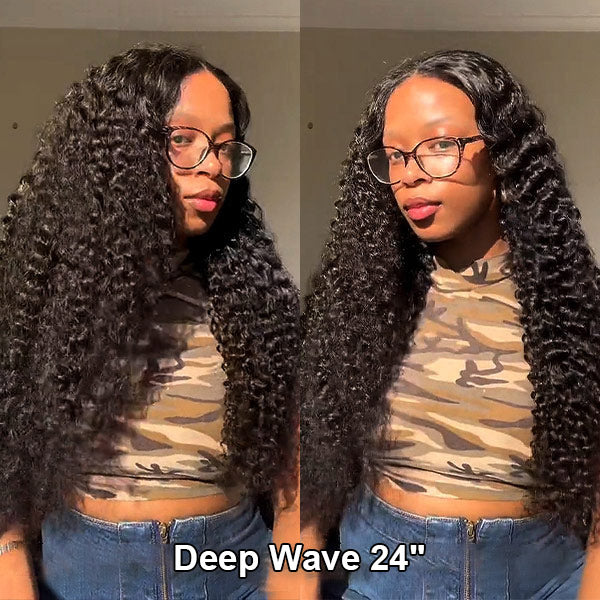 OQHAIR 100% Glueless Wear Go Wig Pre-cut Lace Undetectable 7x5 HD Lace Wigs Preplucked with Natural Hairline Bleached Knots Human Hair Wigs