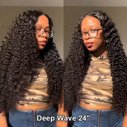 OQHAIR 100% Glueless Wear Go Wig Pre-cut Lace Undetectable 7x5 HD Lace Wigs Preplucked with Natural Hairline Bleached Knots Human Hair Wigs