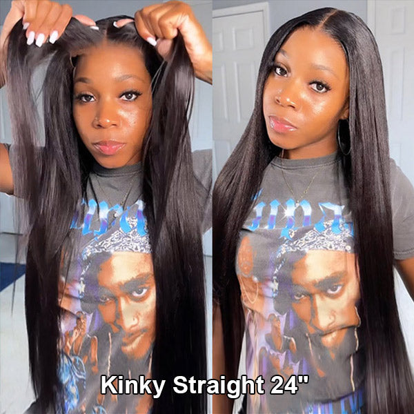OQHAIR 100% Glueless Wear Go Wig Pre-cut Lace Undetectable 7x5 HD Lace Wigs Preplucked with Natural Hairline Bleached Knots Human Hair Wigs