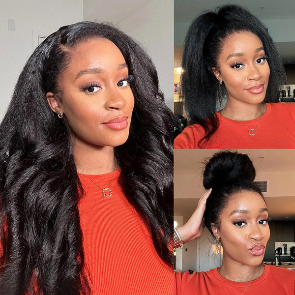 3 In 1 Half Wig | Easy Wear Kinky Straight Wear Go Half Wig Comfortable Fit No Glue Needed