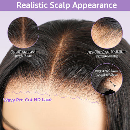OQ HAIR Afro Curly Wear Go Glueless Wig Pre-cut 7x5 HD Lace With Bleached Knots
