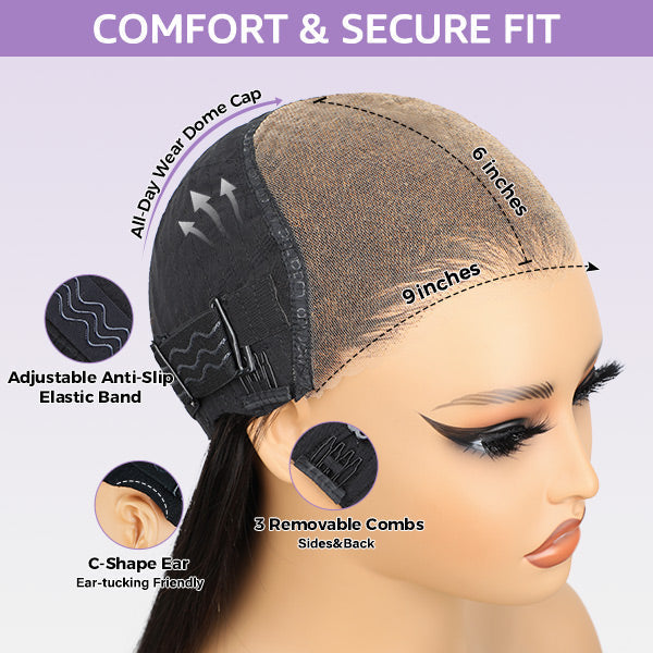 OQ HAIR Glueless Chocolate Brown Layered Cut Face Framing Body Wave Pre-Cut Lace Wear Go Wig
