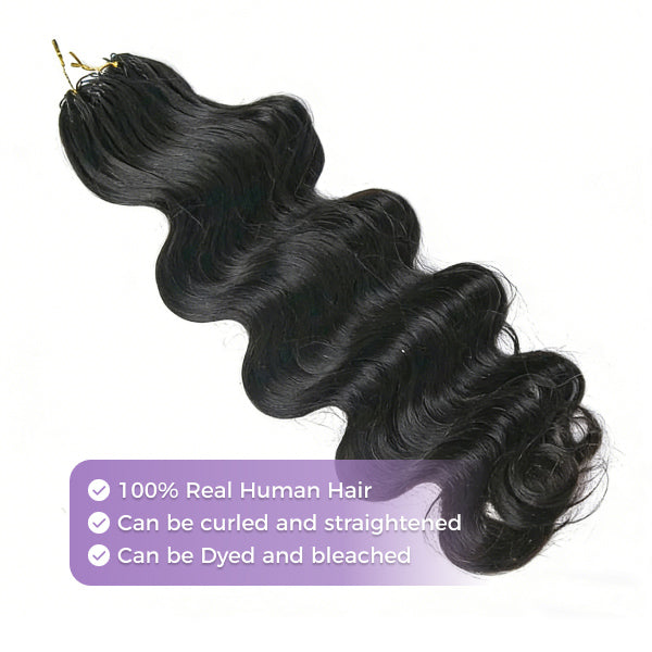 OQ HAIR Natural Flow Body Wave Crochet Human Hair Lightweight & Reusable Beginner Friendly Style
