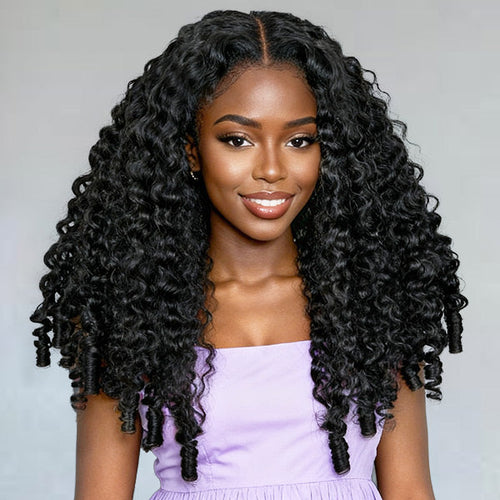 OQ HAIR Burmese Curly Glueless Wig Bleached Knots Pre-cut 7x5 9x6 HD Lace Wear Go Wigs With Elastic Drawstring