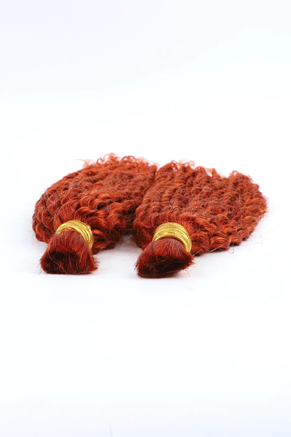 350# Ginger Kinky Curly Bulk Human Hair For Braiding BU16