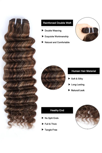 #4/27/30 Piano Color Cambodia Virgin Hair Bundles Deep Wave