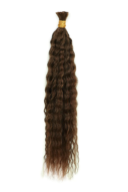 Double Drawn #4a Dark Brown Bulk Hair For Braiding Wet Wave BU37
