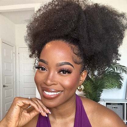 3 In 1 Half Wig | Afro Curly Flexible Fit Wear Go Half Wig With Drawstring Natural Hairline Beginner Friendly