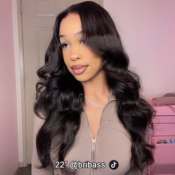 OQ HAIR Body Wave Face-Framing Curtain Bangs Layered Cut Bleached Knots Wear Go Glueless Wig