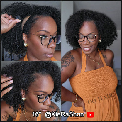Afro Curly V Part Wig No Leave Out Thin Part Full Volume Glueless Wigs Natural Human Hair Wig