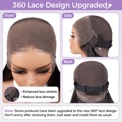 OQ HAIR Water Wave Invisi-Drawstring Flexible Fit 360 Lace Frontal Glueless Wig With Bleached Knots