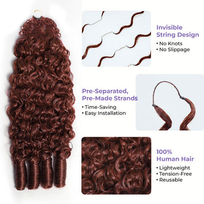 OQ HAIR Breathable Reddish Brown Burmese Curly Crochet Human Hair Seamless Blend For Daily Wear
