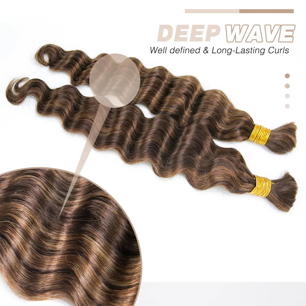 #4/#30 Mix Color Blend Loose Deep Wave Bulk Human Braiding Hair