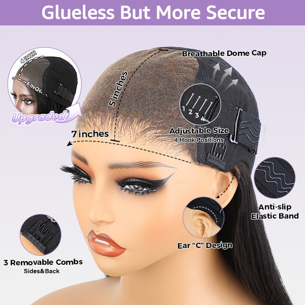 OQHAIR 100% Glueless Wear Go Wig Pre-cut Lace Undetectable 7x5 HD Lace Wigs Preplucked with Natural Hairline Bleached Knots Human Hair Wigs