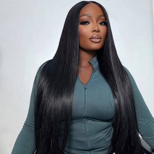 OQ HAIR Sleek Straight Pre-cut 7x5 HD Lace Wear Go Glueless Wig Bleached Invisible Knots