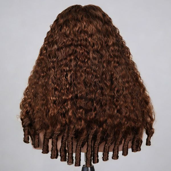 OQ HAIR Milk Chocolate Brown Glueless Burmese Curly Pre-Cut 13x6 Lace Wear Go Wig Adjustable Drawstring For Perfect Fit