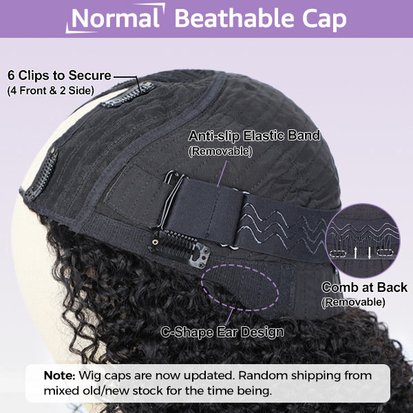 Afro Curly V Part Wig No Leave Out Thin Part Full Volume Glueless Wigs Natural Human Hair Wig