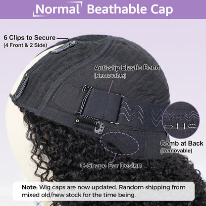 Afro Curly V Part Wig No Leave Out Thin Part Full Volume Glueless Wigs Natural Human Hair Wig