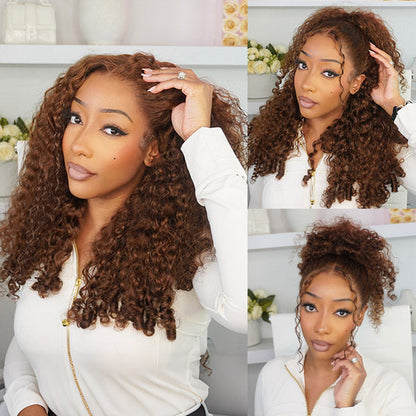 OQ HAIR Milk Chocolate Brown Glueless Burmese Curly Pre-Cut 13x6 Lace Wear Go Wig Adjustable Drawstring For Perfect Fit