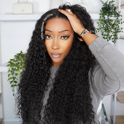 Water Wave Wig Pre Bleached Knots 13x4 13x6 HD Lace Frontal Wig With Elastic Drawstring Wear Go Wig