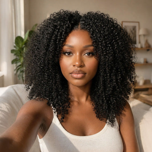 OQ HAIR Afro Curly Wear Go Glueless Wig Pre-cut 7x5 HD Lace With Bleached Knots
