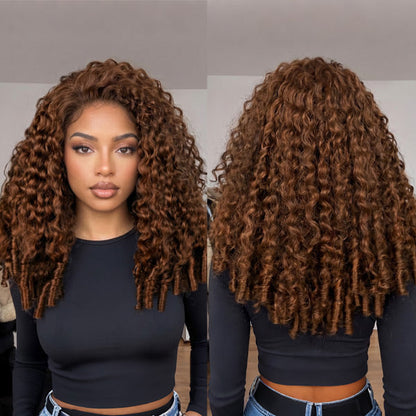 OQ HAIR Milk Chocolate Brown Glueless Burmese Curly Pre-Cut 13x6 Lace Wear Go Wig Adjustable Drawstring For Perfect Fit