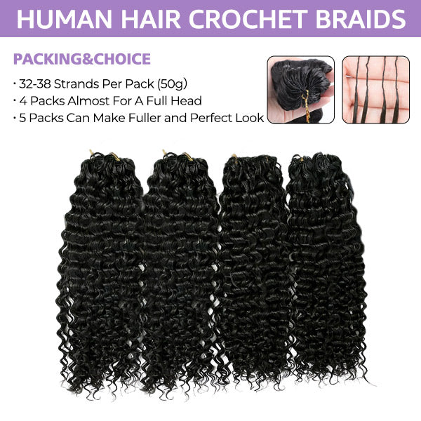 OQ HAIR Lightweight Feather Water Wave Crochet Human Hair Miracle Knots Natural Feel Easy Install