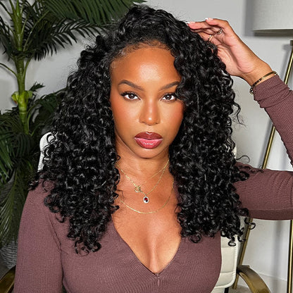 3 In 1 Half Wig | Glueless Invisible Water Wave Wear Go Half Wig Flip Over Human Hair Wig