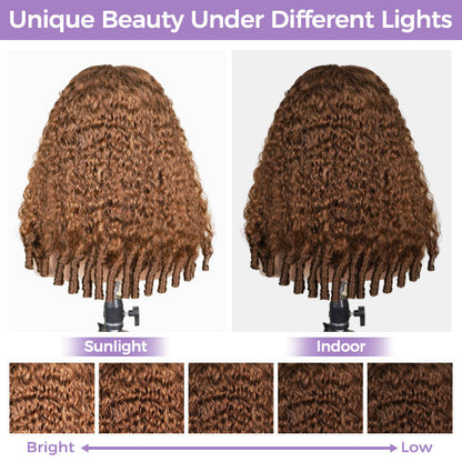 OQ HAIR Milk Chocolate Brown Glueless Burmese Curly Pre-Cut 13x6 Lace Wear Go Wig Adjustable Drawstring For Perfect Fit