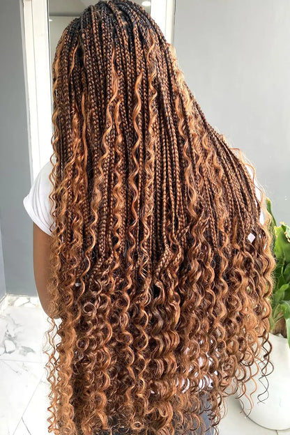 30# Auburn Brown Bulk Hair For Braiding Deep Wave BU07