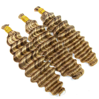 #27/#30/#613 Mix Color Blend Deep Wave Bulk Human Braiding Hair