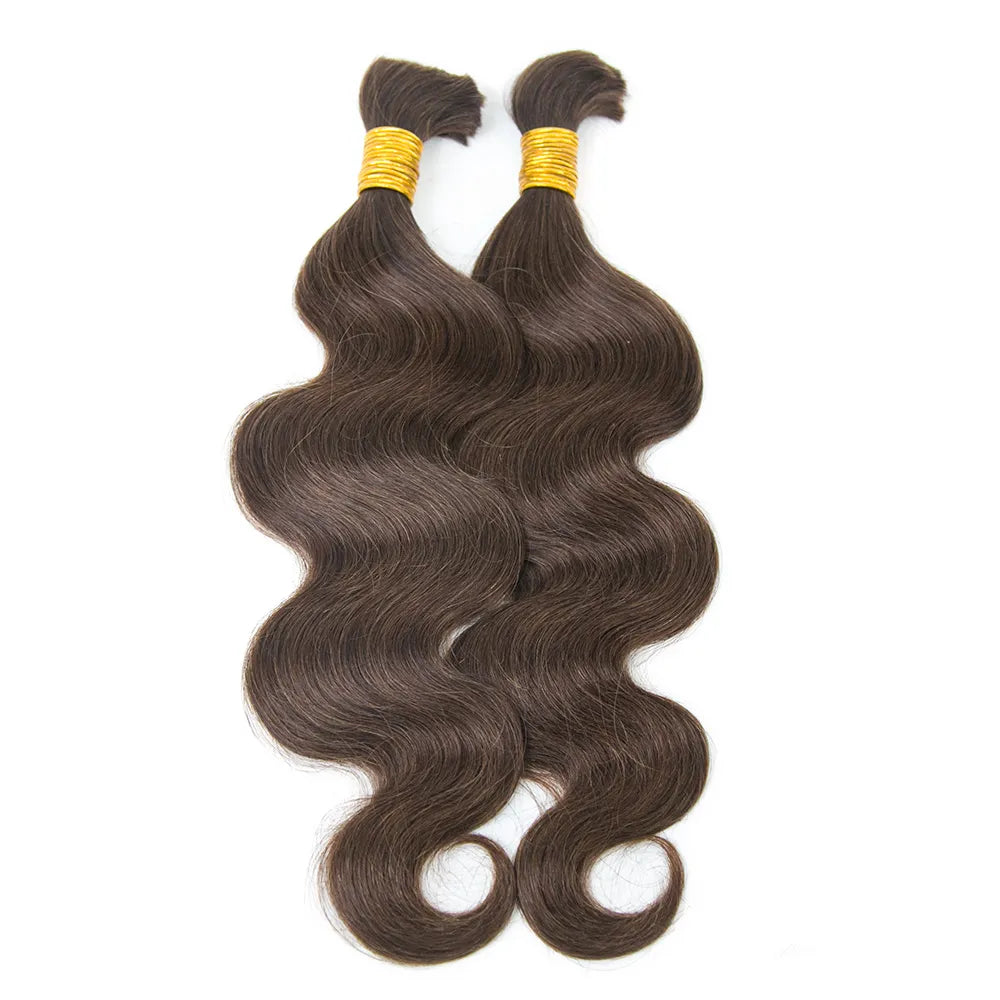 #4 Medium Brown Body Wave Bulk Human Braiding Hair
