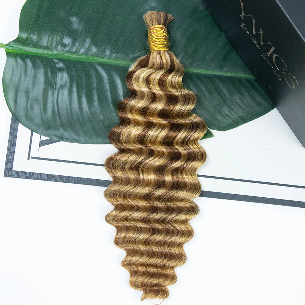 #27/#30/#613 Mix Color Blend Deep Wave Bulk Human Braiding Hair
